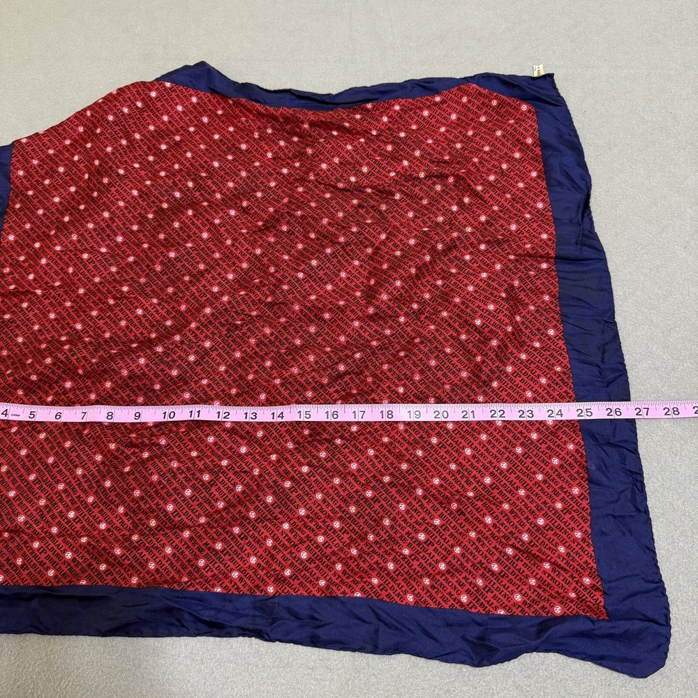 Vtg Scarf Made In Italy IP Building‎ Materials 100% Silk Red White Blue Font - Picture 13 of 15